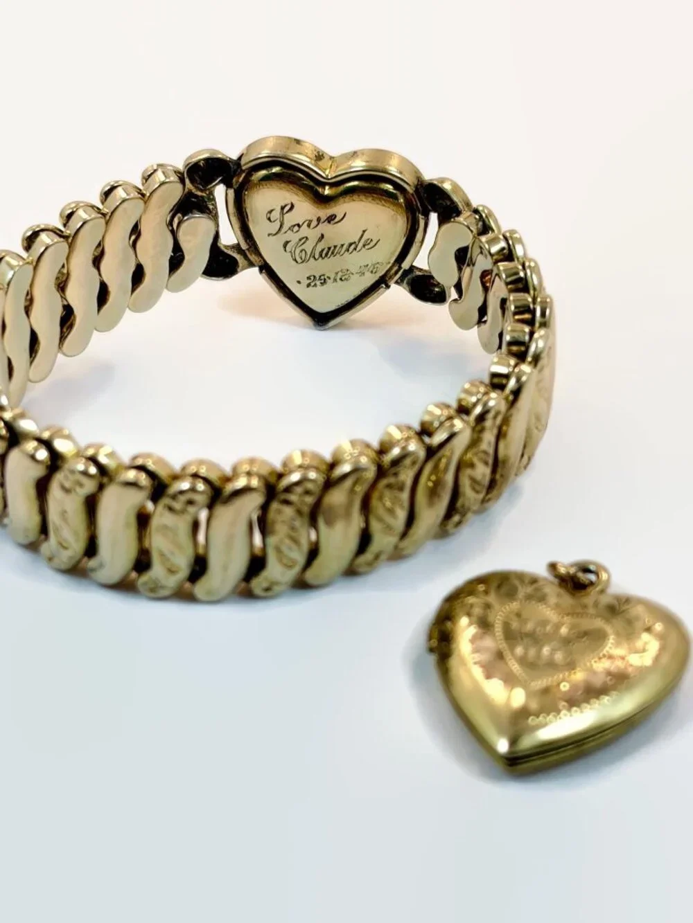 Sweetheart Bracelet, Expansion, Heart, Locket,Vintage, 40s, La Mode, Gold